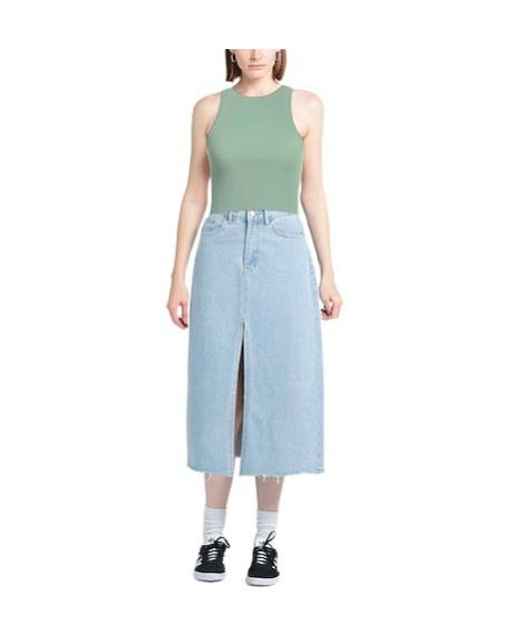 Max Mara Green Solid Sleeveless Cropped Top