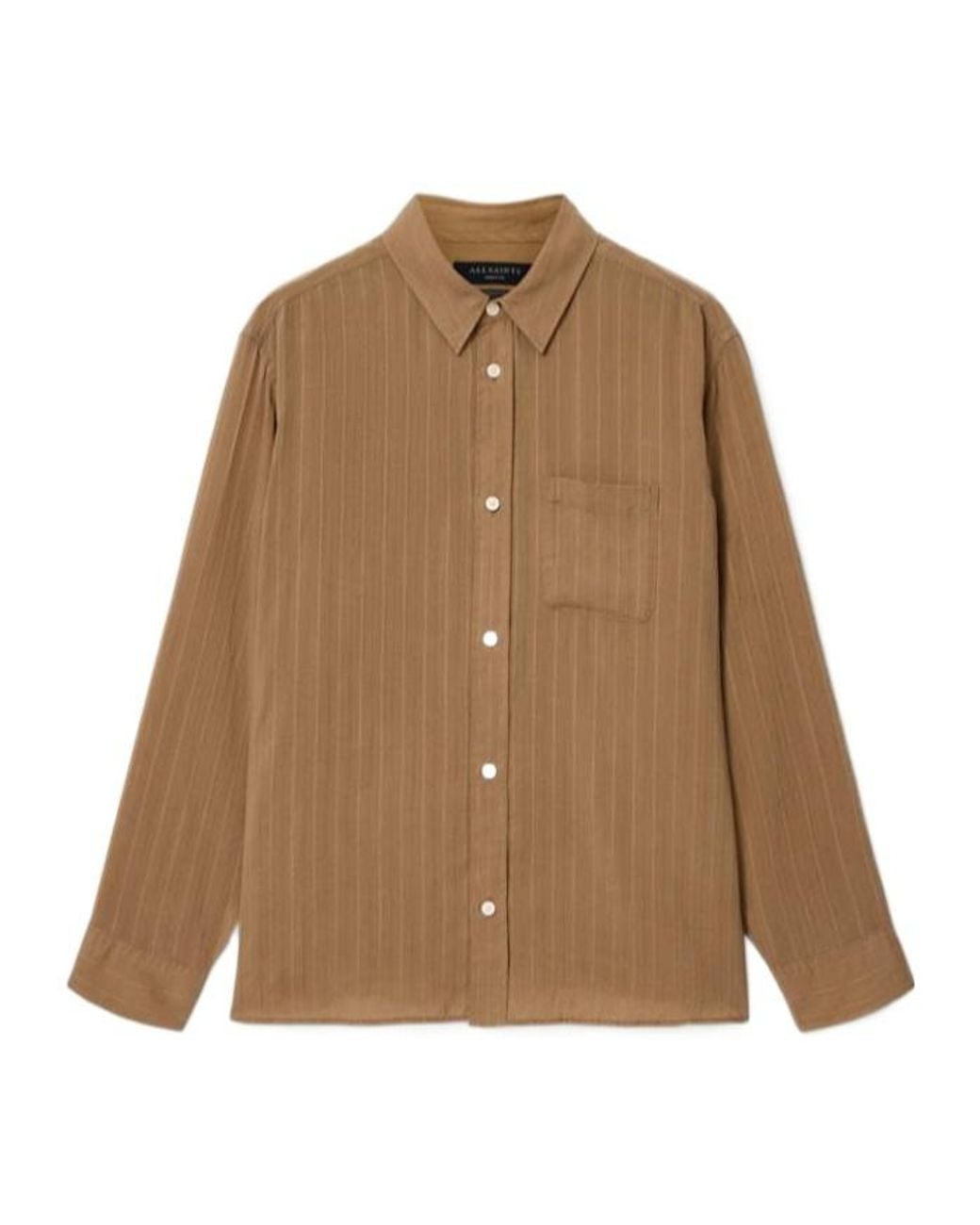 AllSaints Brown Carlyle Long Sleeve Oversized Shirt for men