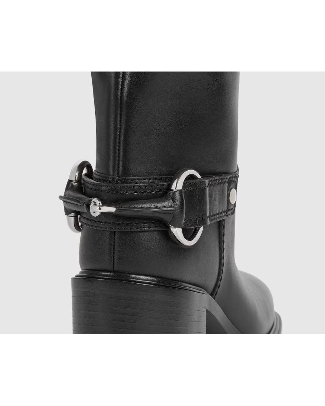 Gucci Black Mid-Heel Leather Boot