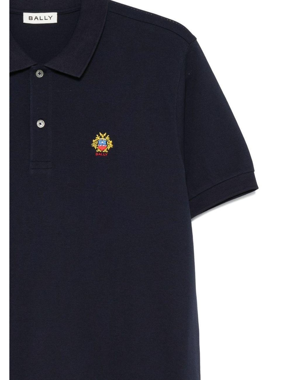 Bally Blue Logo Embroidered Short Sleeved Polo Shirt for men