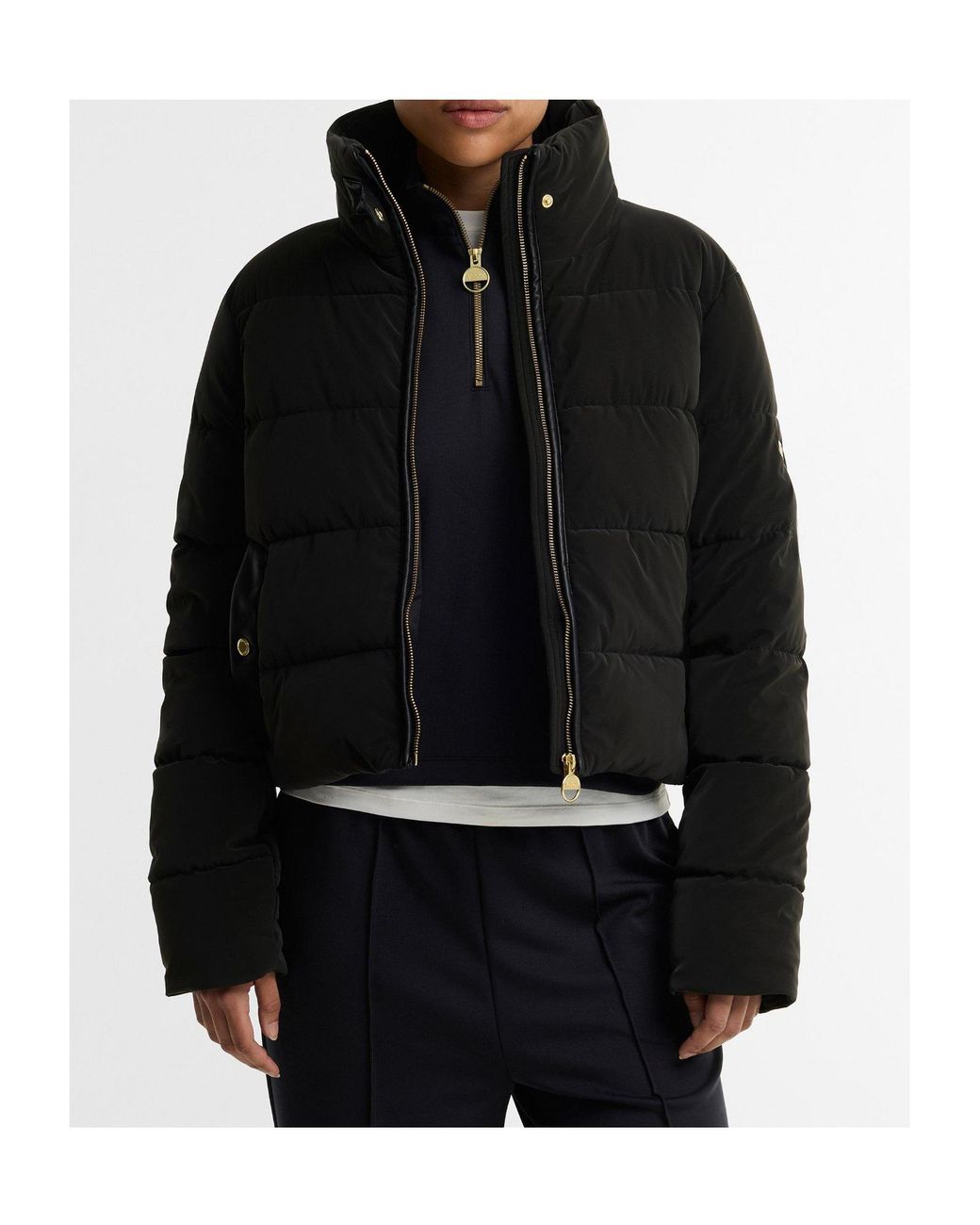 Barbour Black Cropped Velvet Puffer Jacket