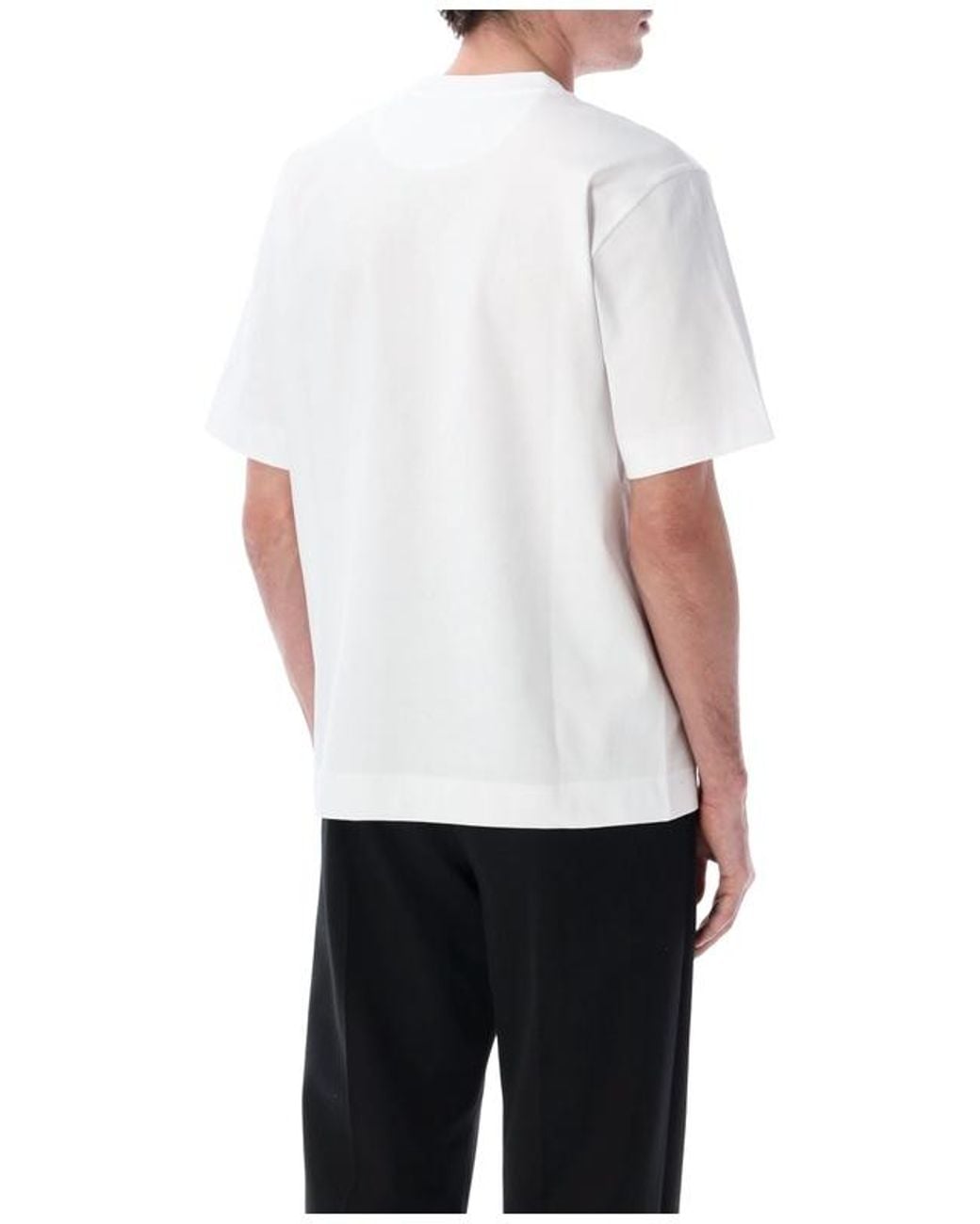 Fendi White Dog Embroidered Crewneck T-Shirt for men