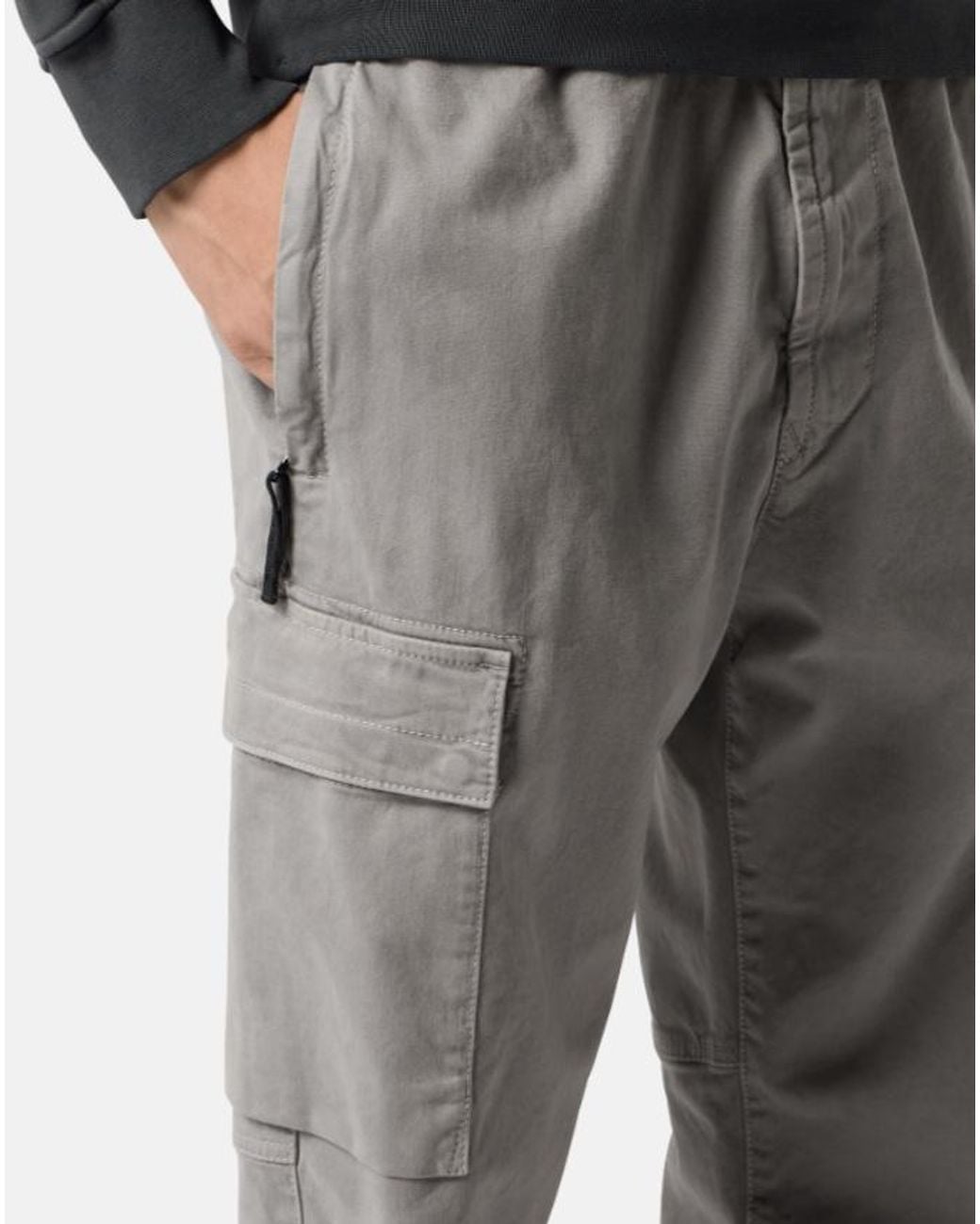 Stone Island Gray Logo Patch Straight-Leg Trousers for men