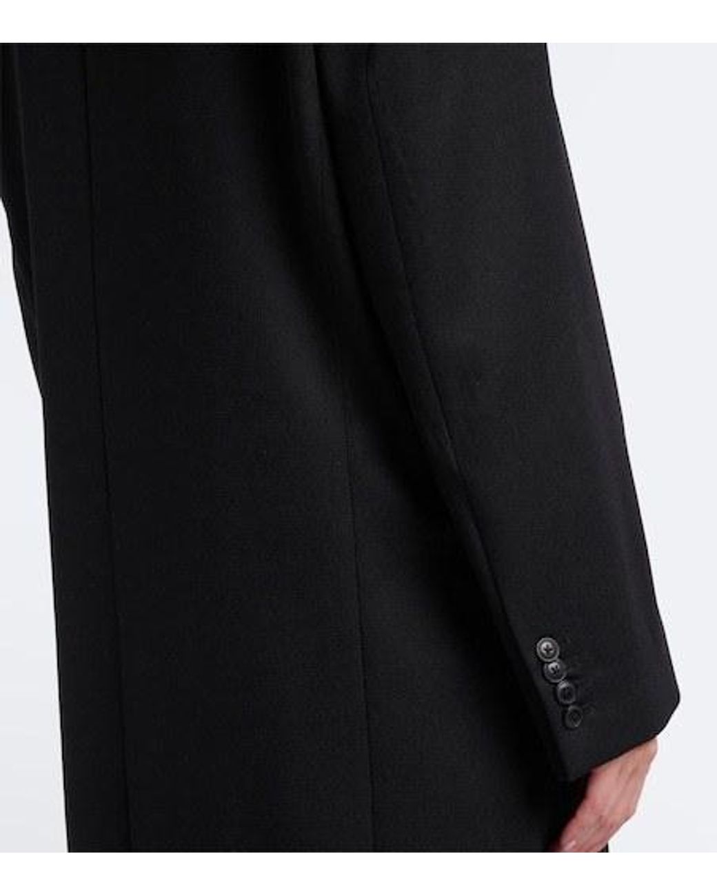 Rohe Black Double-Breasted Virgin Wool Coat