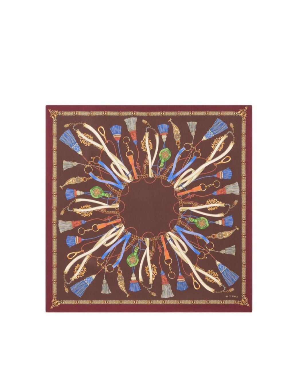 Etro Red Tassel Print Scarf