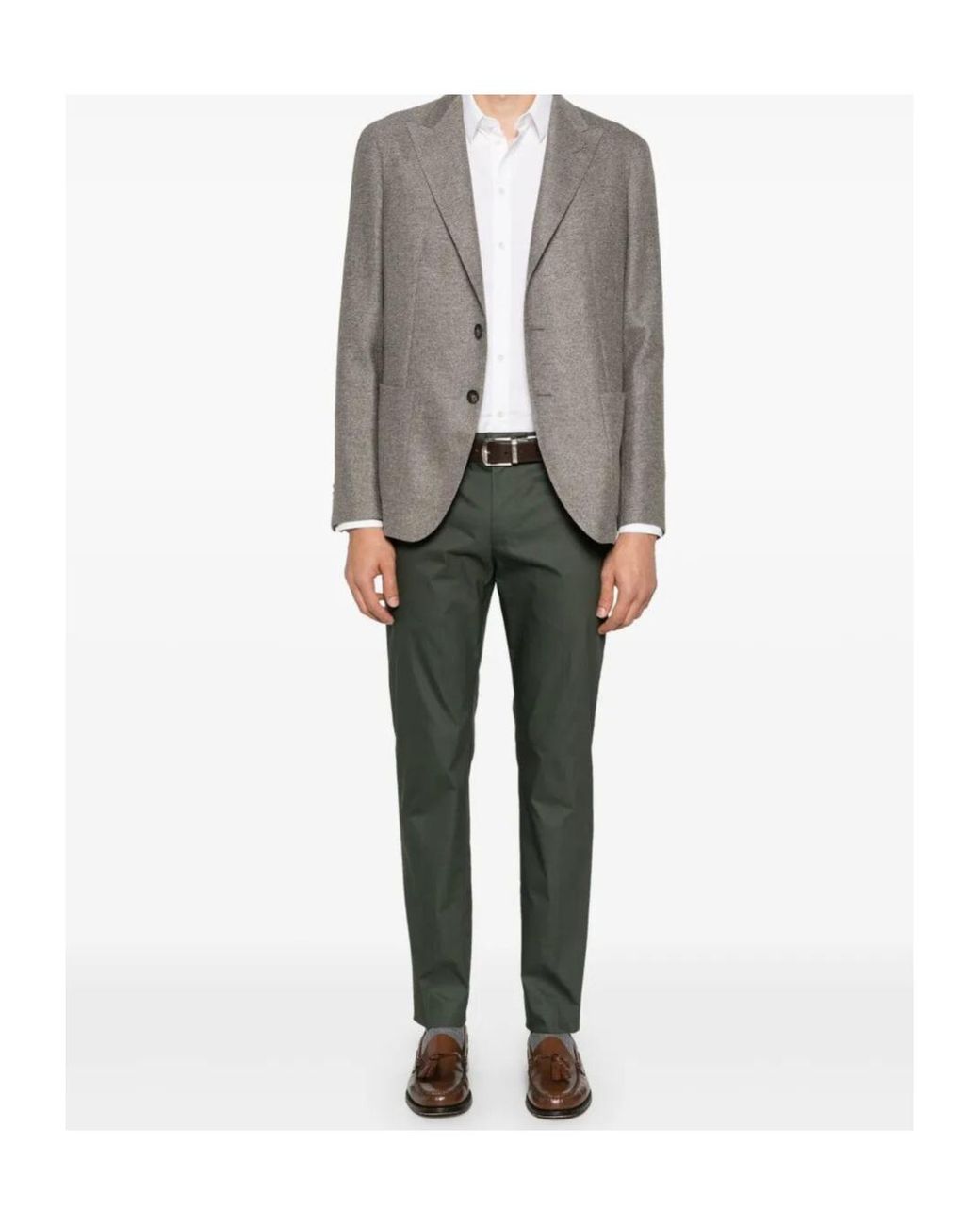 PT01 Gray Mid-Rise Tapered Chinos for men