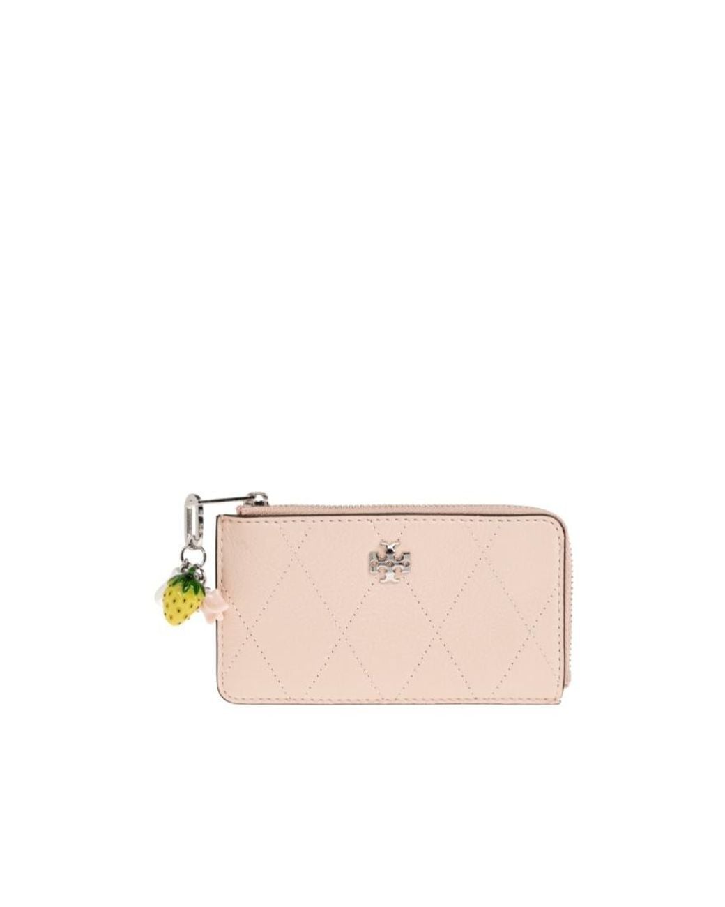 Tory Burch Pink Charlie Quilted Card Case