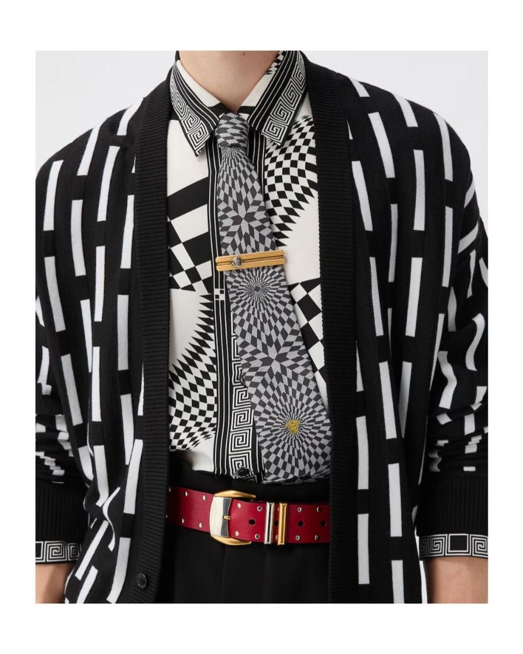 Versace White Pattern-Jacquard Twill Tie for men