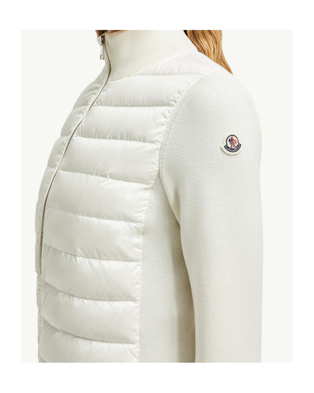 Moncler White Padded Zip-Up Cardigan