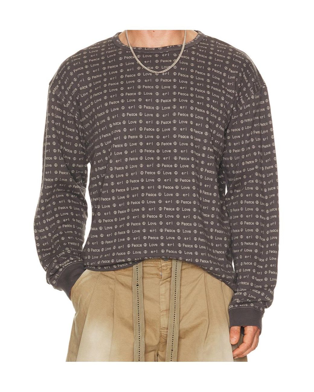 ERL Gray Jacquard Logo Knitted Top for men