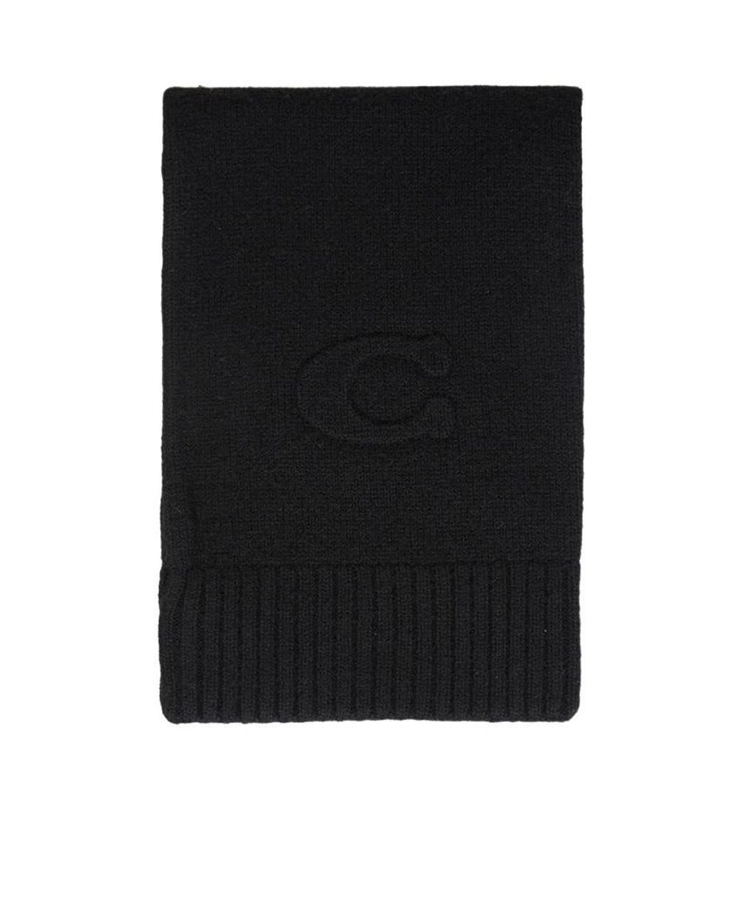 COACH Black Embossed Knit Muffler for men