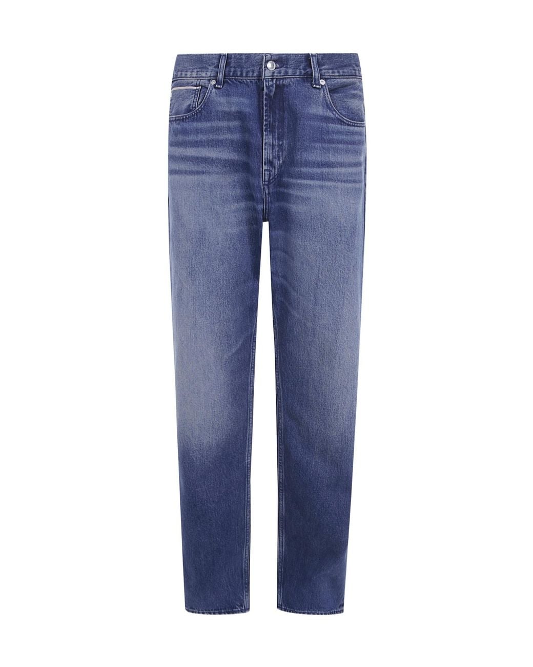 7 For All Mankind Blue Straight Fit Faded Jeans for men