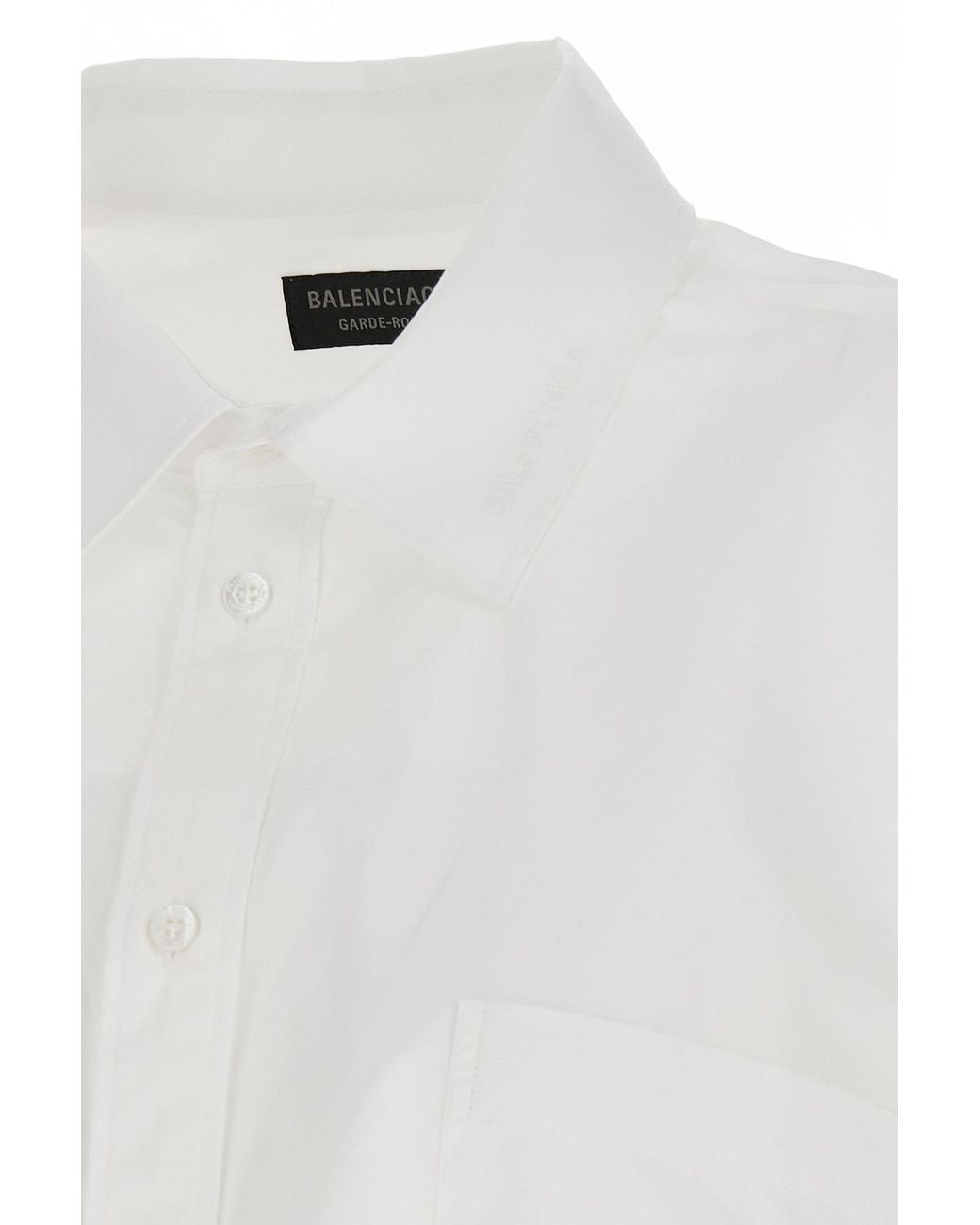Balenciaga White Chest Pocket Long-Sleeved Shirt