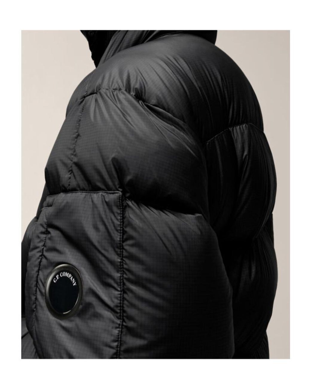 C P Company Black Explorer Hooded Down Jacket for men