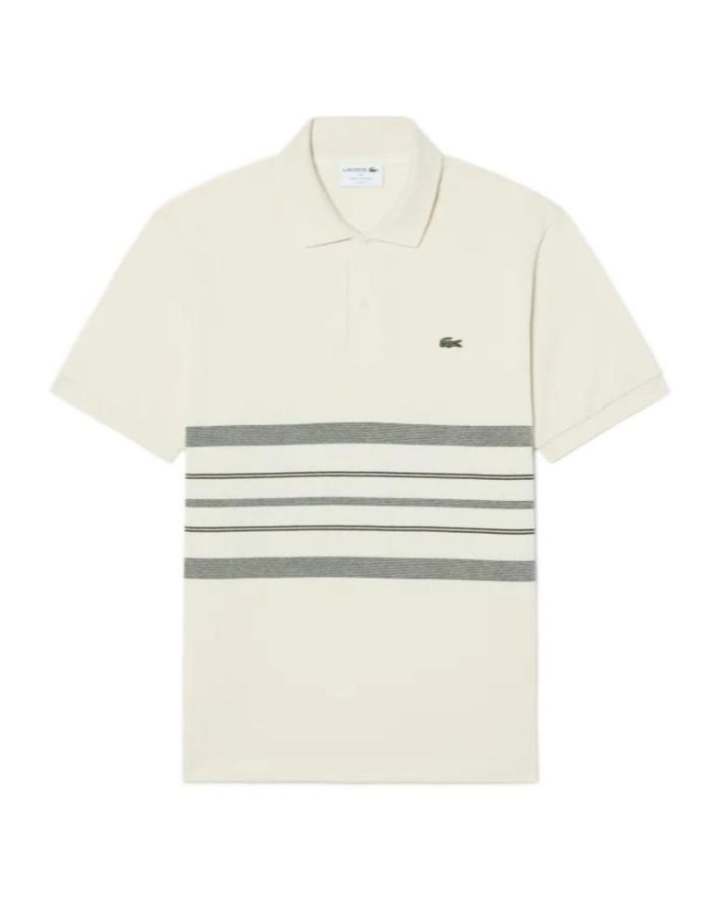 Lacoste White Classic Fit Stripe Detailed Polo Shirt for men