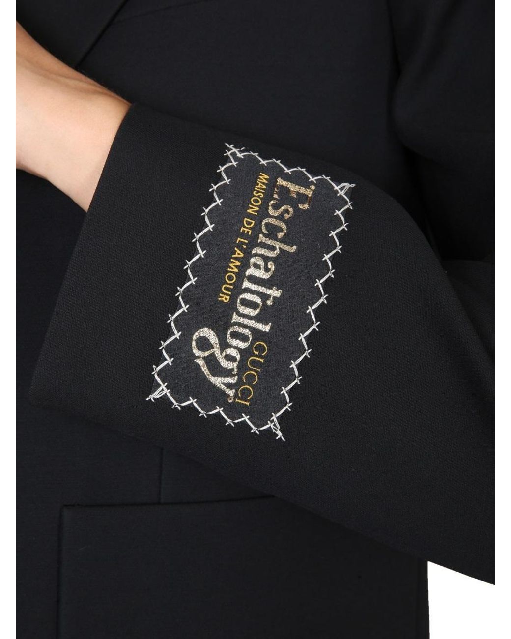 Gucci Black Patch Detail Single-Breasted Blazer