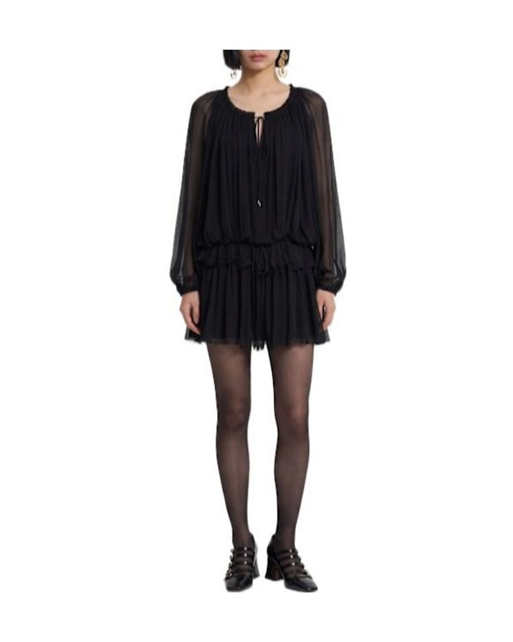 Chloé Black Silk Mousseline Mini Dress