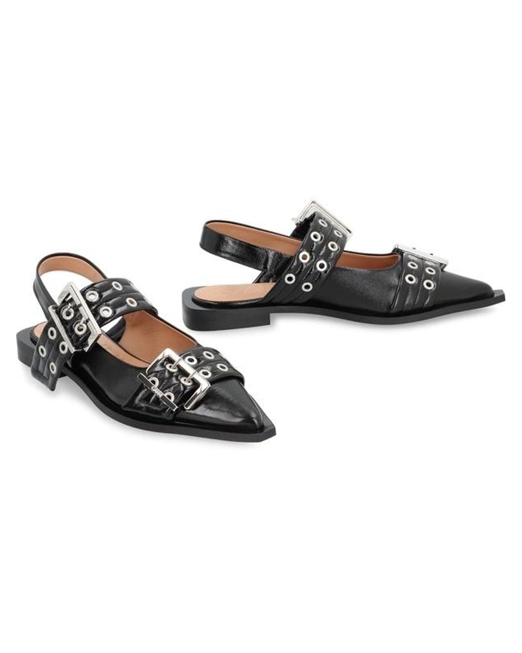 Ganni Black Open-Toe Flat Sandals