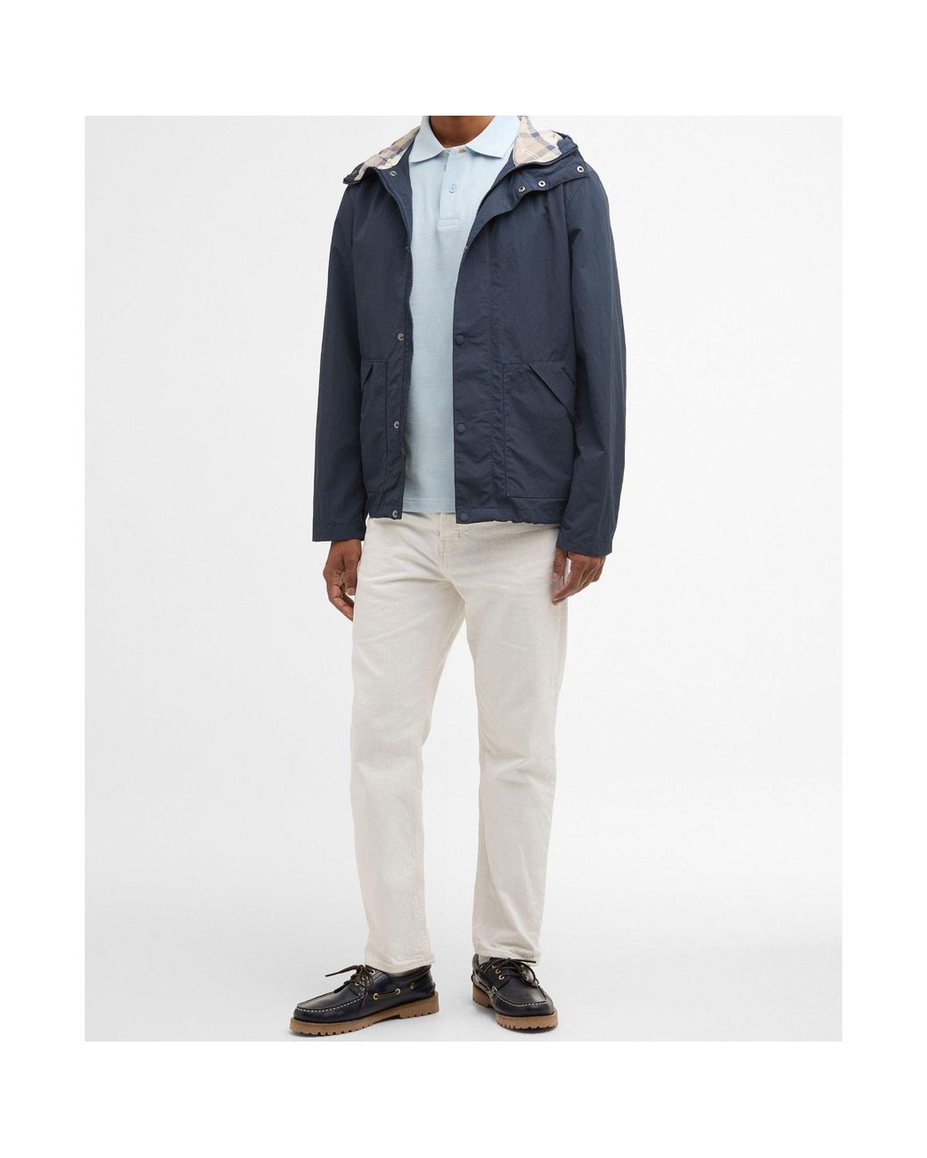 Barbour Blue Zippered Hooded Raincoat for men