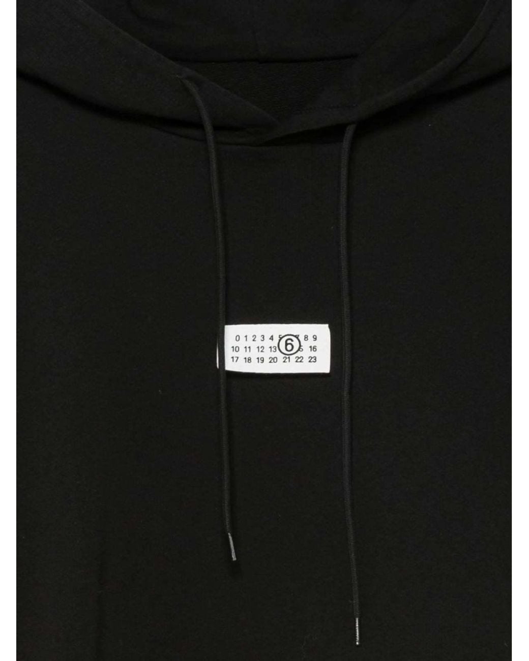 MM6 by Maison Margiela Black Logo-Patch Drawstring Hoodie for men