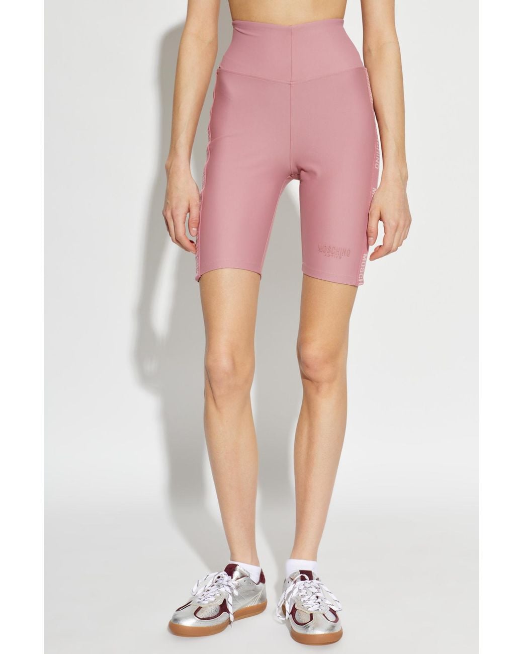 Moschino Red Logo High-Rise Performance Shorts