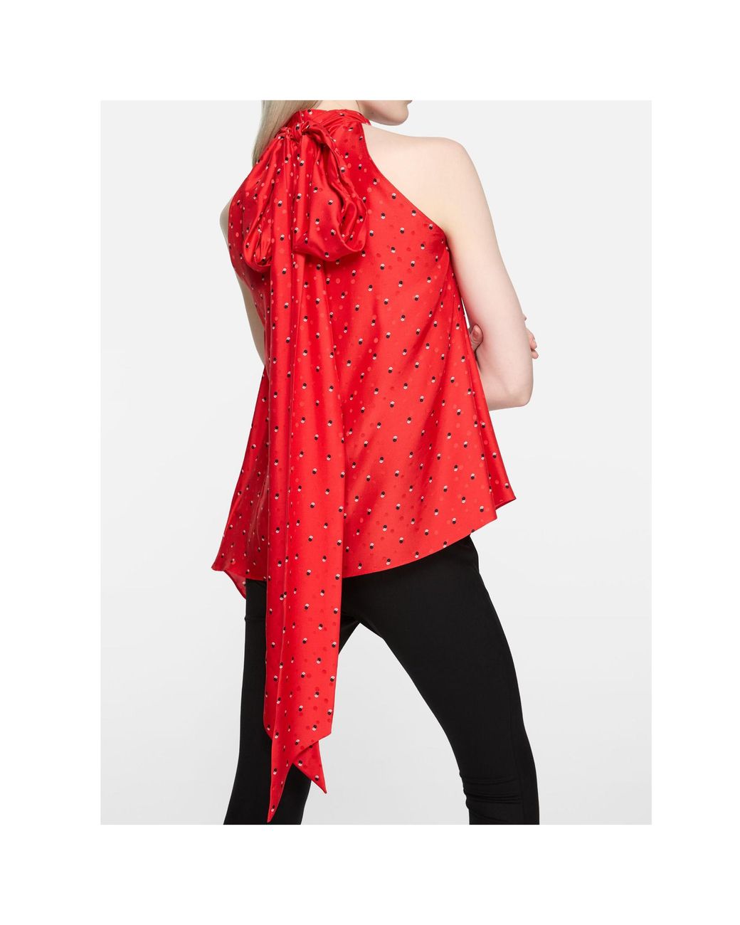 Acne Red Bow-Detail Asymmetric Top