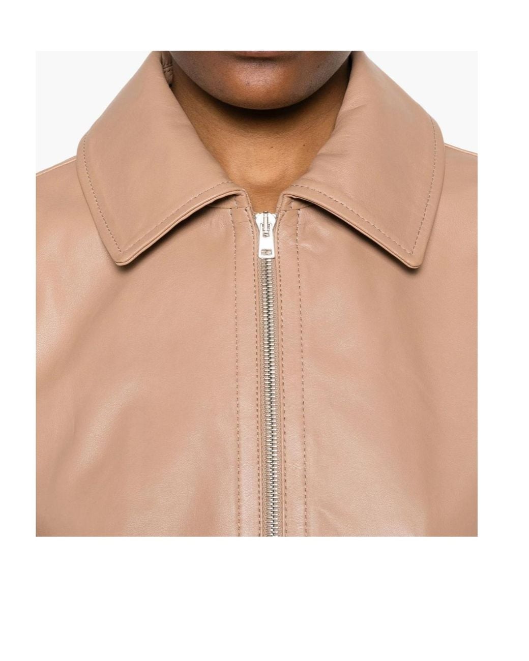 Yves Salomon Natural Zip-Up Lambskin Jacket