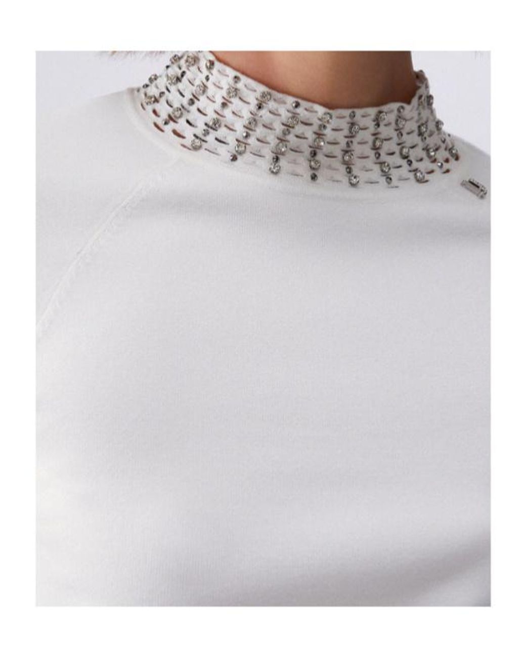 Liu Jo White Jewel-Embellished Cut-Out Sweater