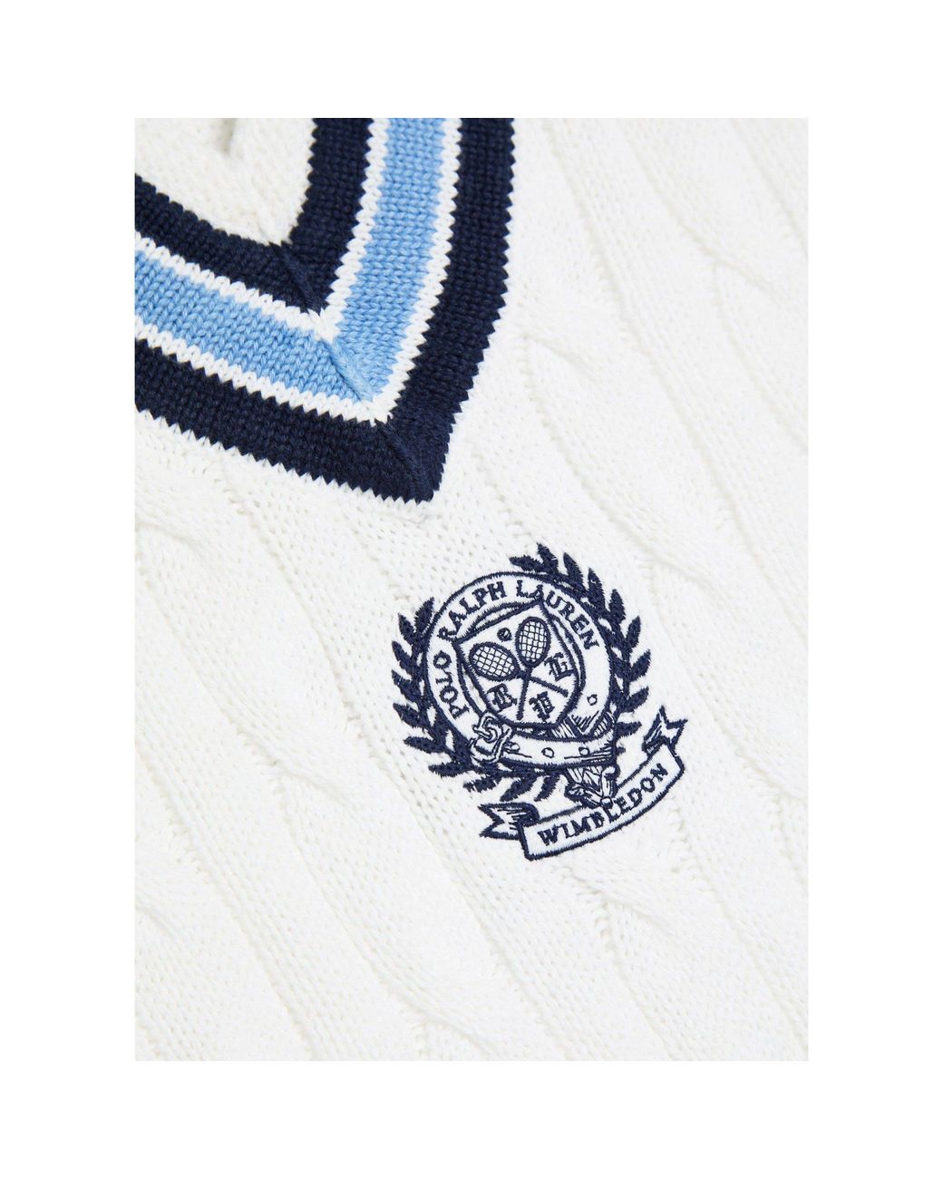 Polo Ralph Lauren Blue Cable-Knit Striped Sweater Vest