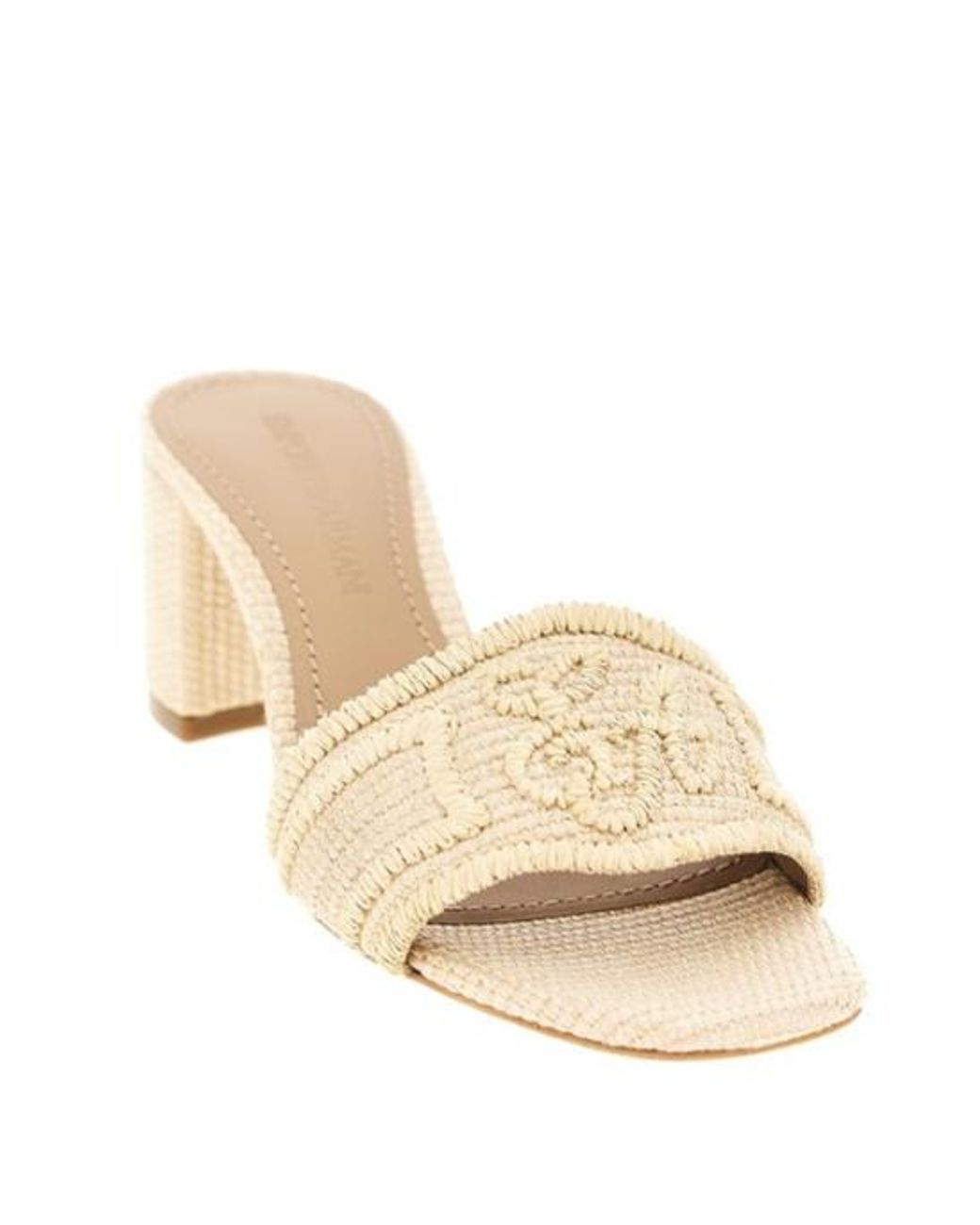 Emporio Armani Natural Block-Heel Woven Sandals