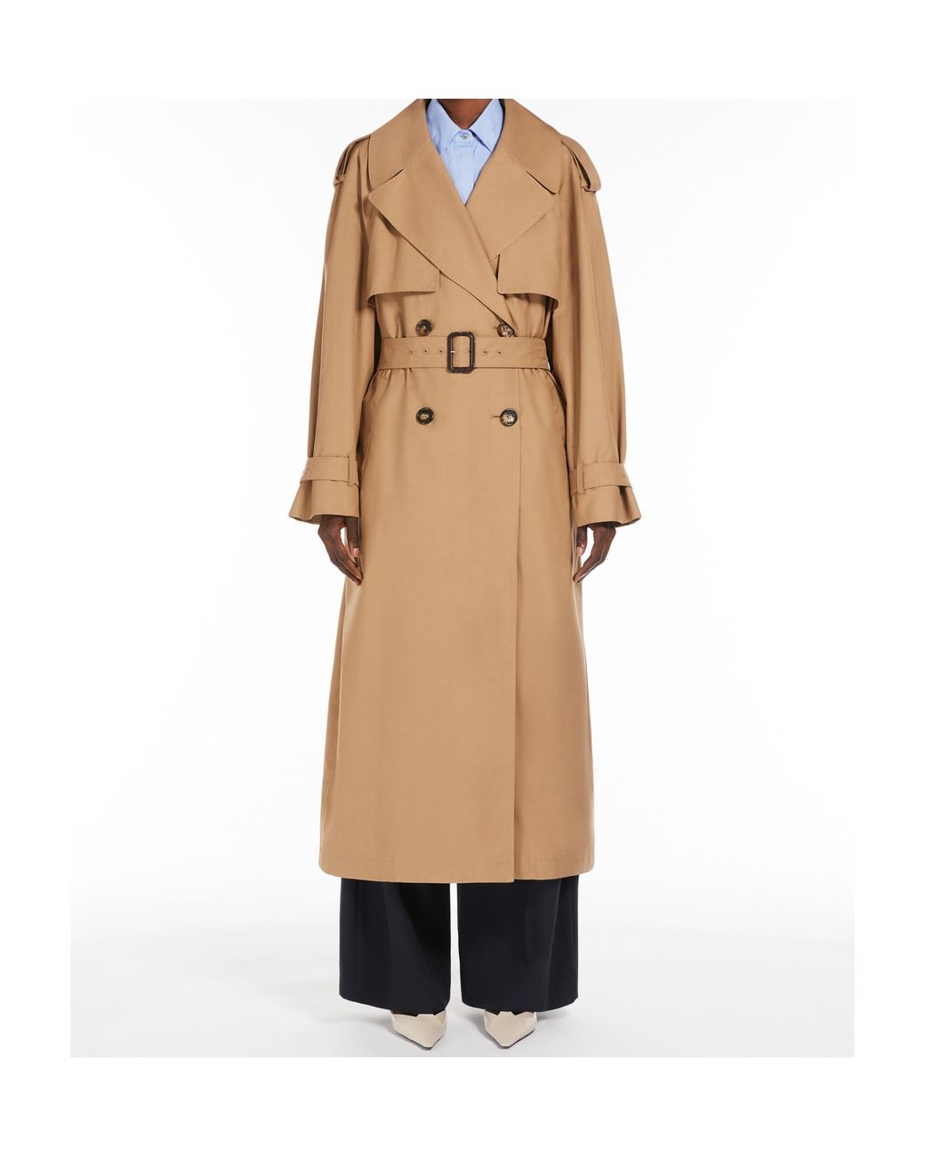 Max Mara Natural Double-Breasted Belted Trench Coat