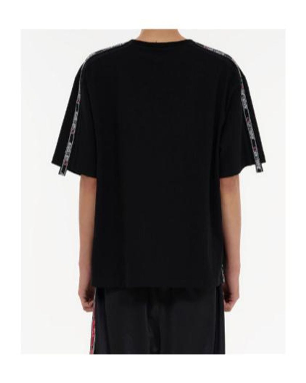we11done Black Logo Detailed Round Neck T-Shirt for men