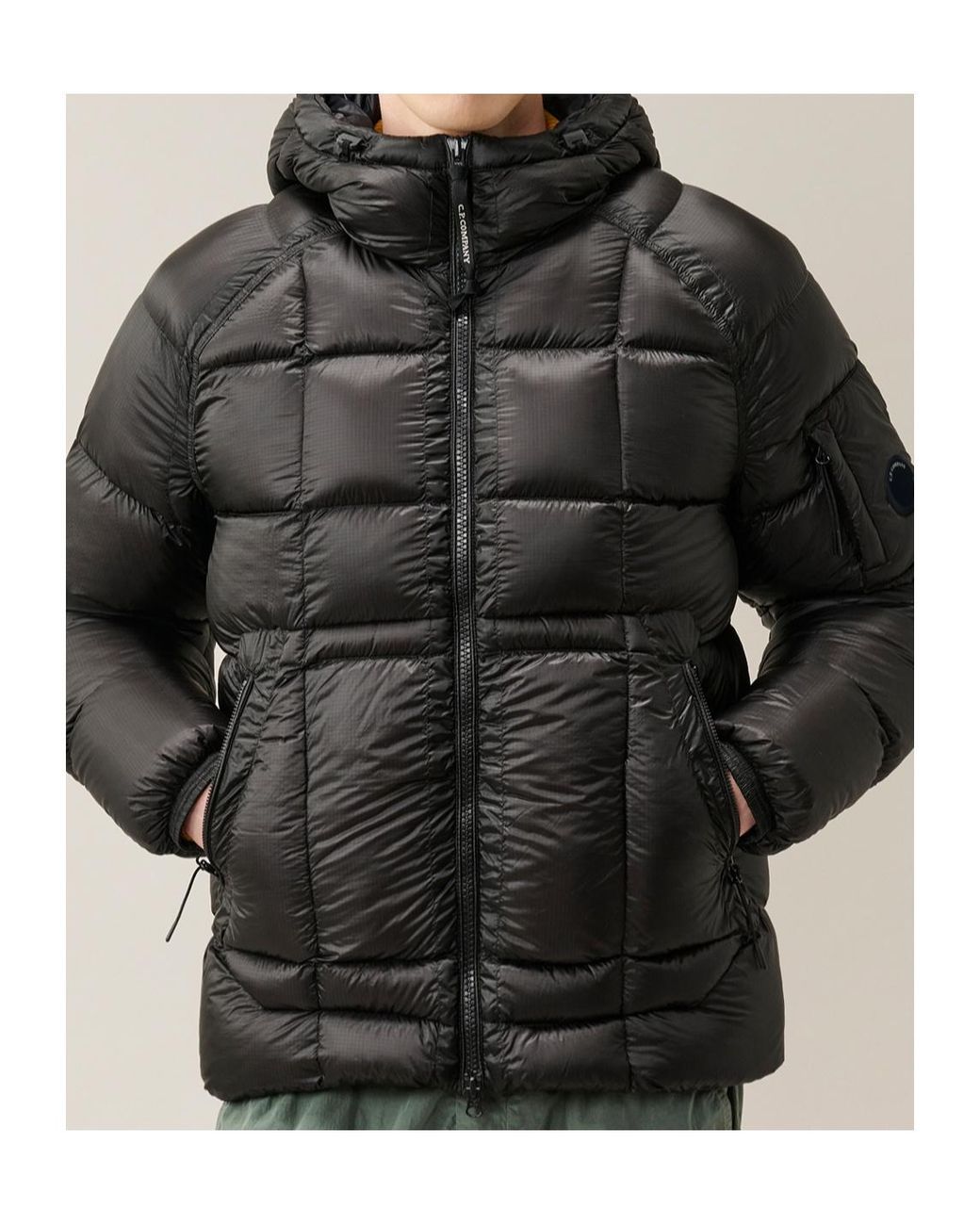 C P Company Black Lightweight Matte Micro-Ripstop Down Jacket With Adjustable Hood for men