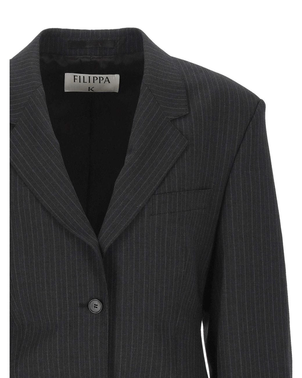 Filippa K Black Pinstripe Single-Breasted Jacket