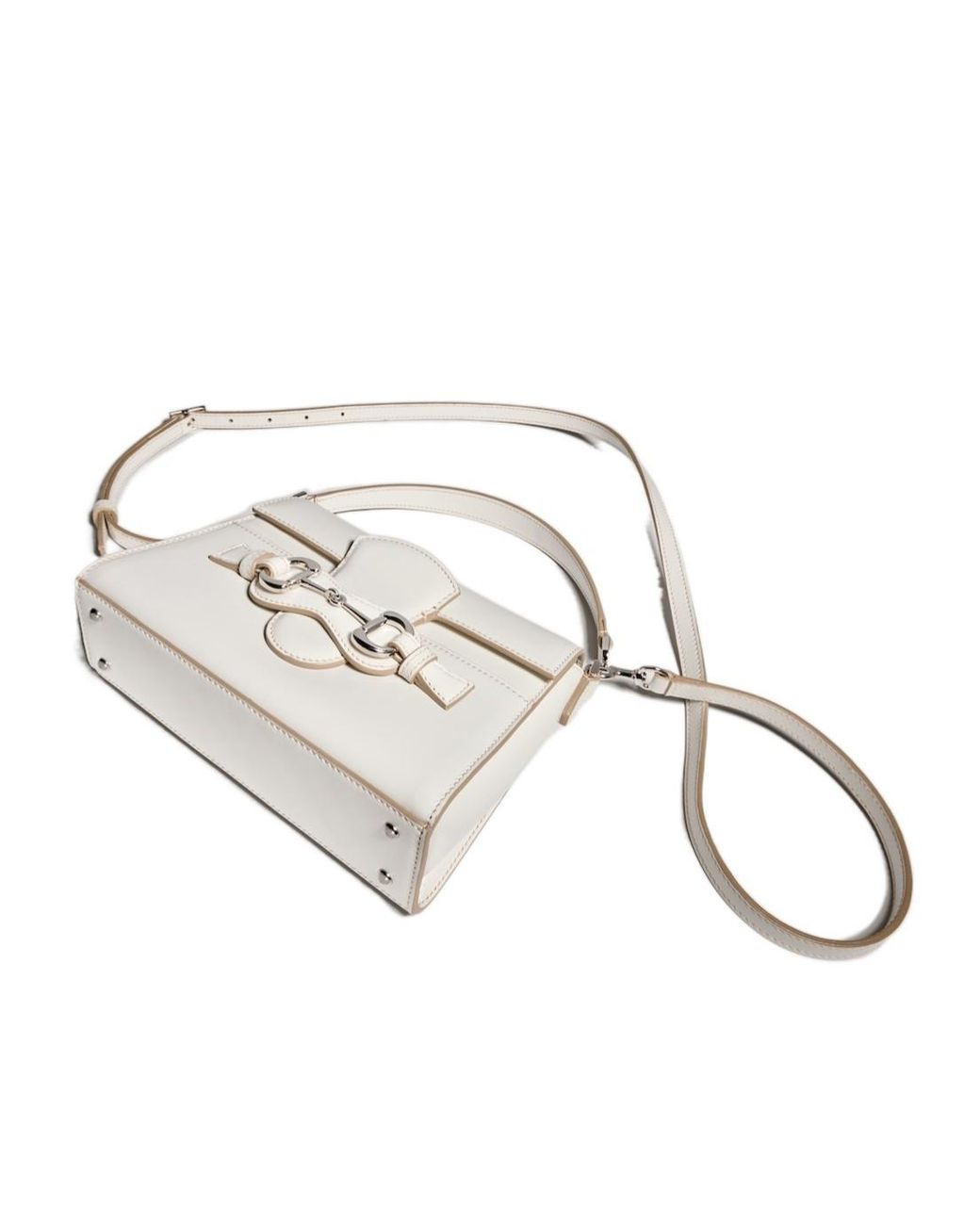 Gucci White Horsebit Duomo Small Top Handle Bag