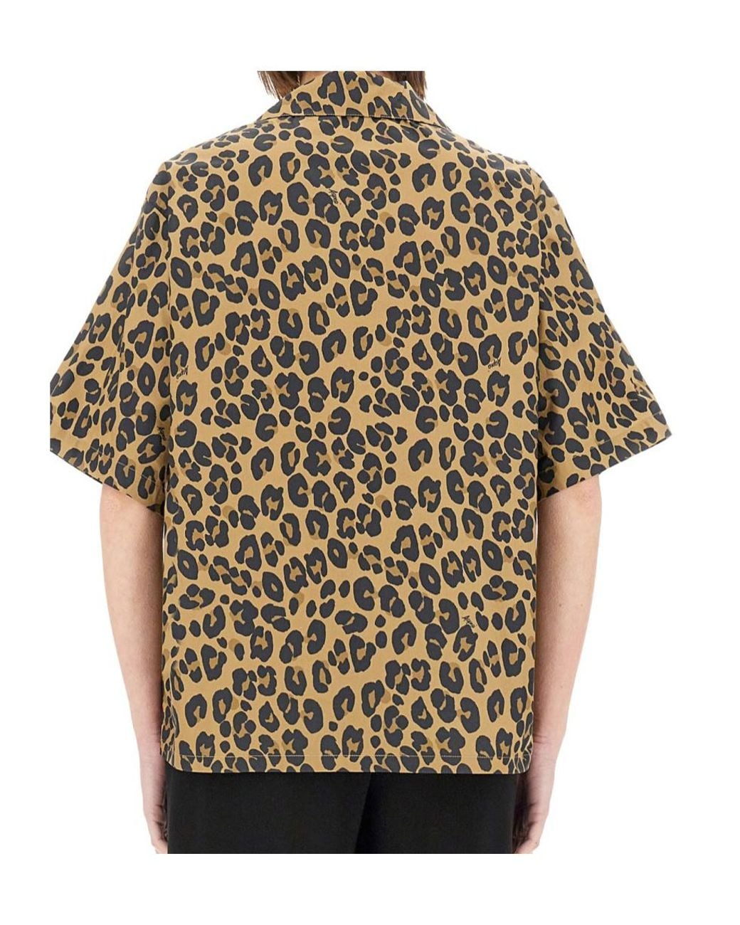Aspesi Black Wild Pattern Button-Up Tops