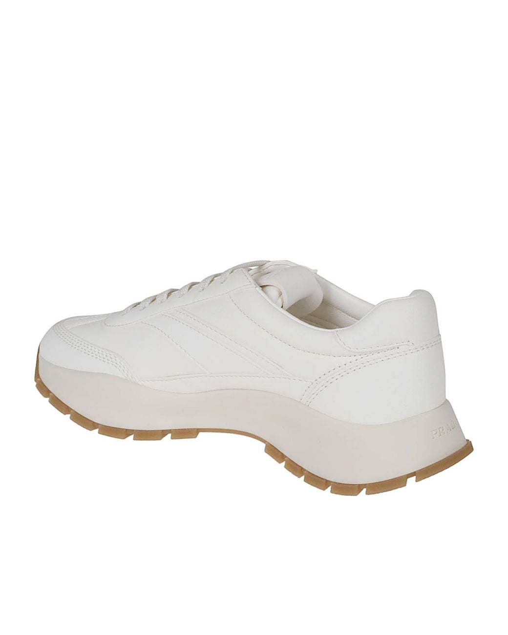 Prada White Logo-Patch Panelled Sneakers