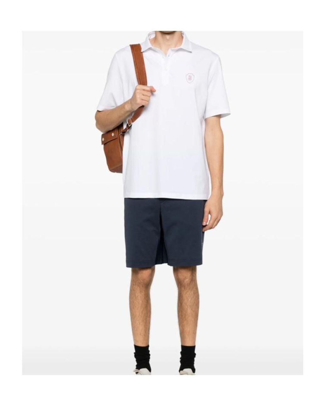 Brunello Cucinelli White Stretch-Jersey Polo Shirt for men