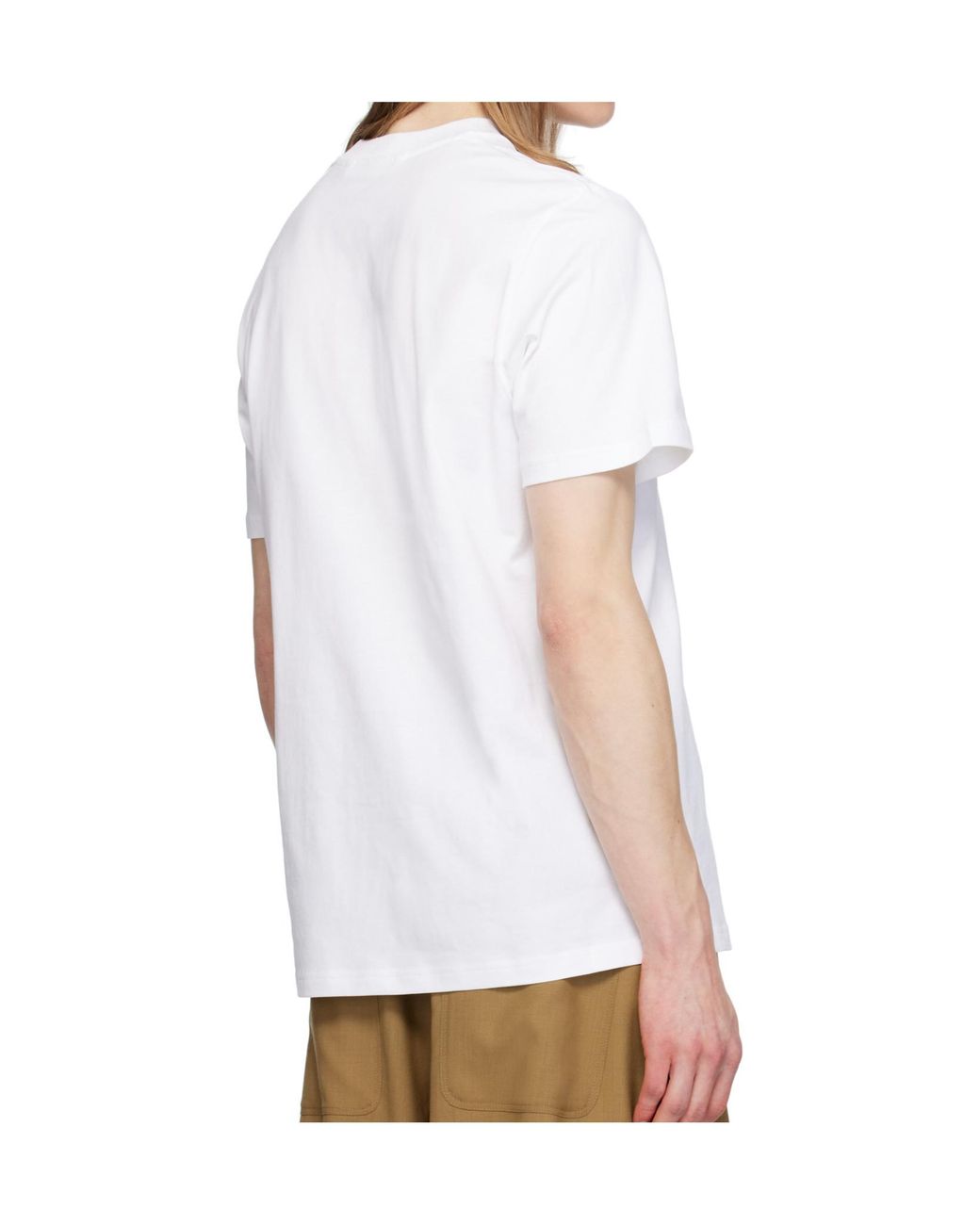Moncler White Logo Printed Crewneck T-Shirt for men