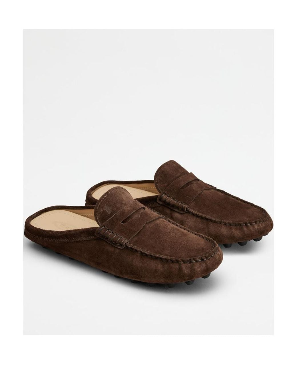 Tod's Brown Gommino Bubble Suede Mules for men