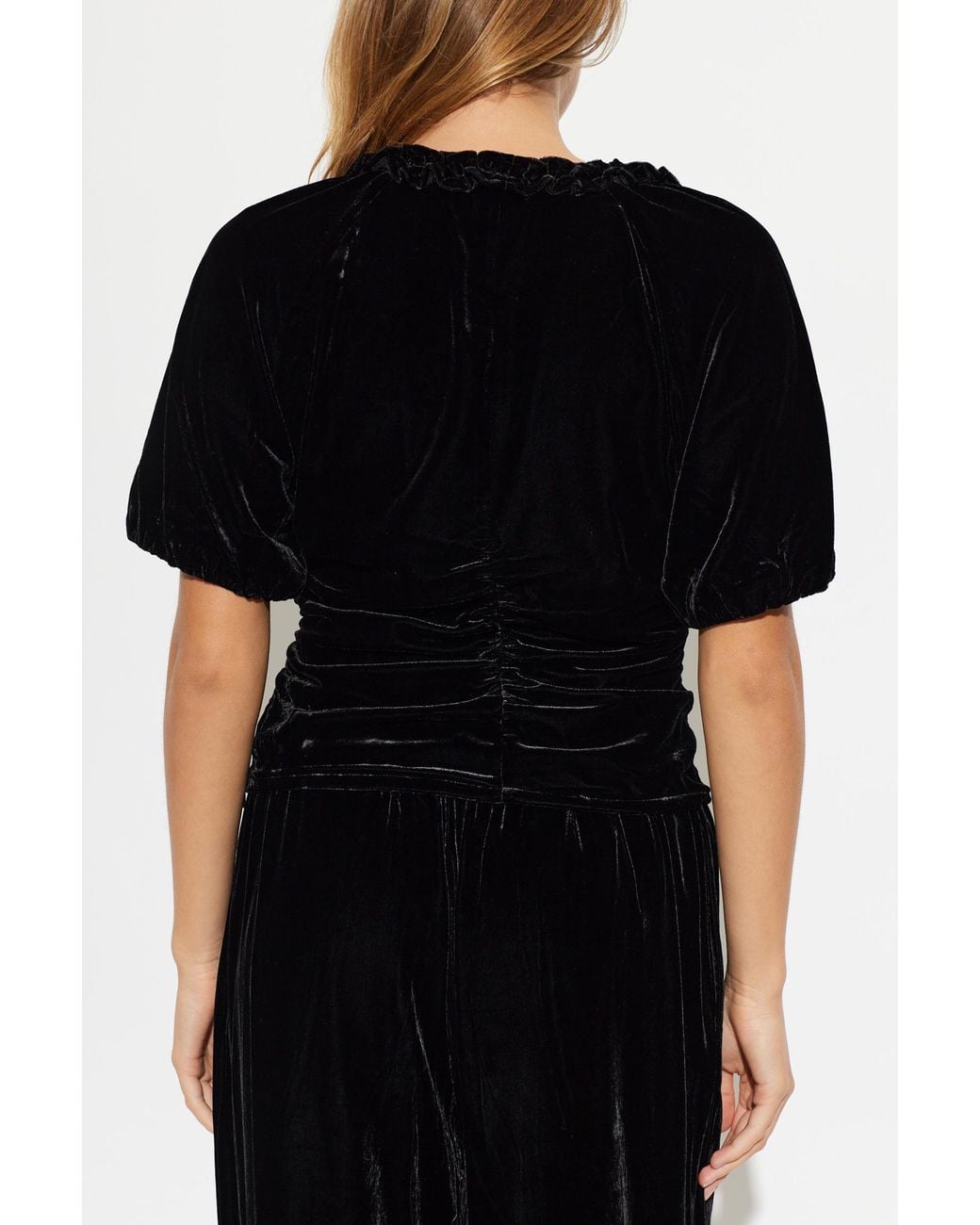 Baum und Pferdgarten Black Melline Ruched Velvet Top