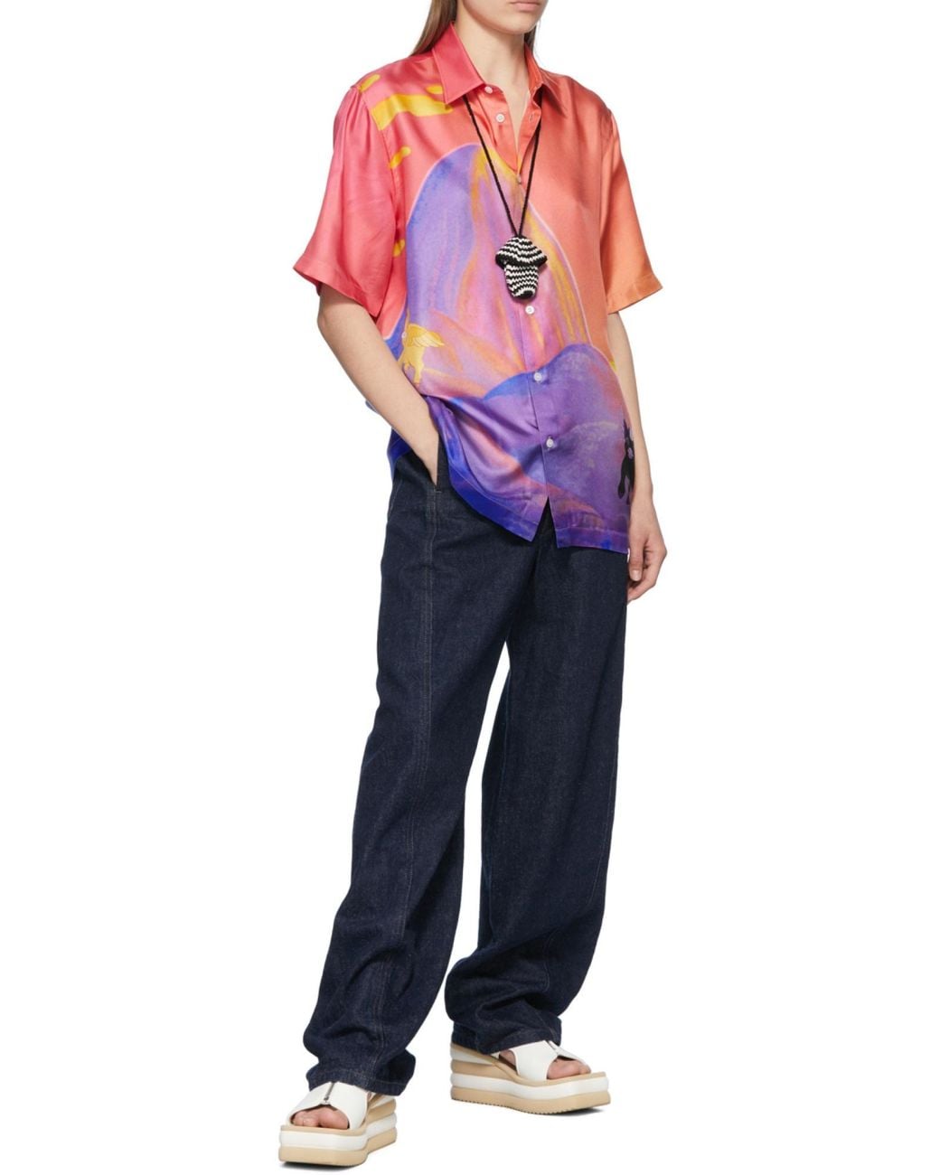 Stella McCartney Purple Graphic Print Short-Sleeve Shirt