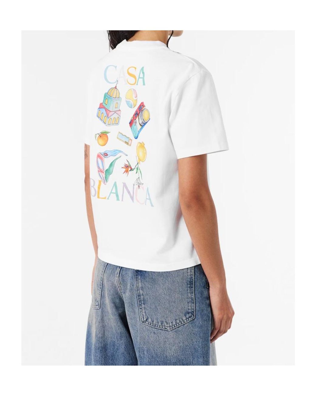 Casablanca White Round-Neck Printed T-Shirt
