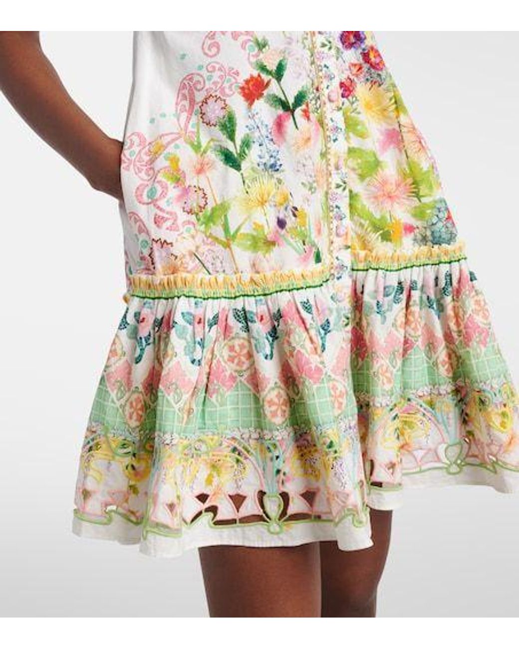 Camilla White Bow-Detail Floral Cotton Minidress