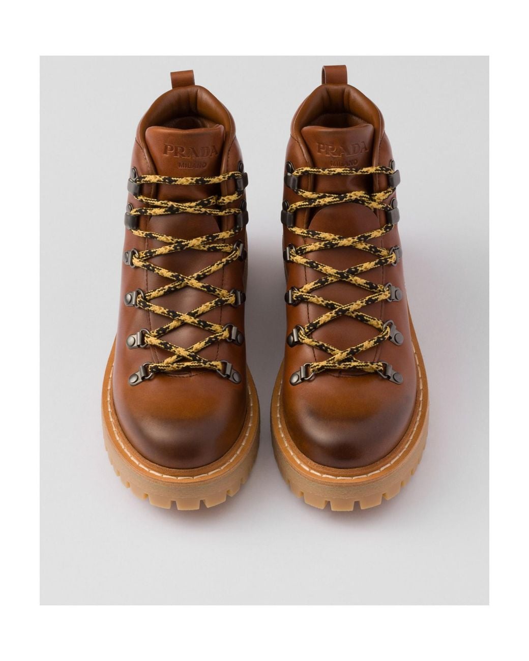 Prada Brown Leather Laced Booties