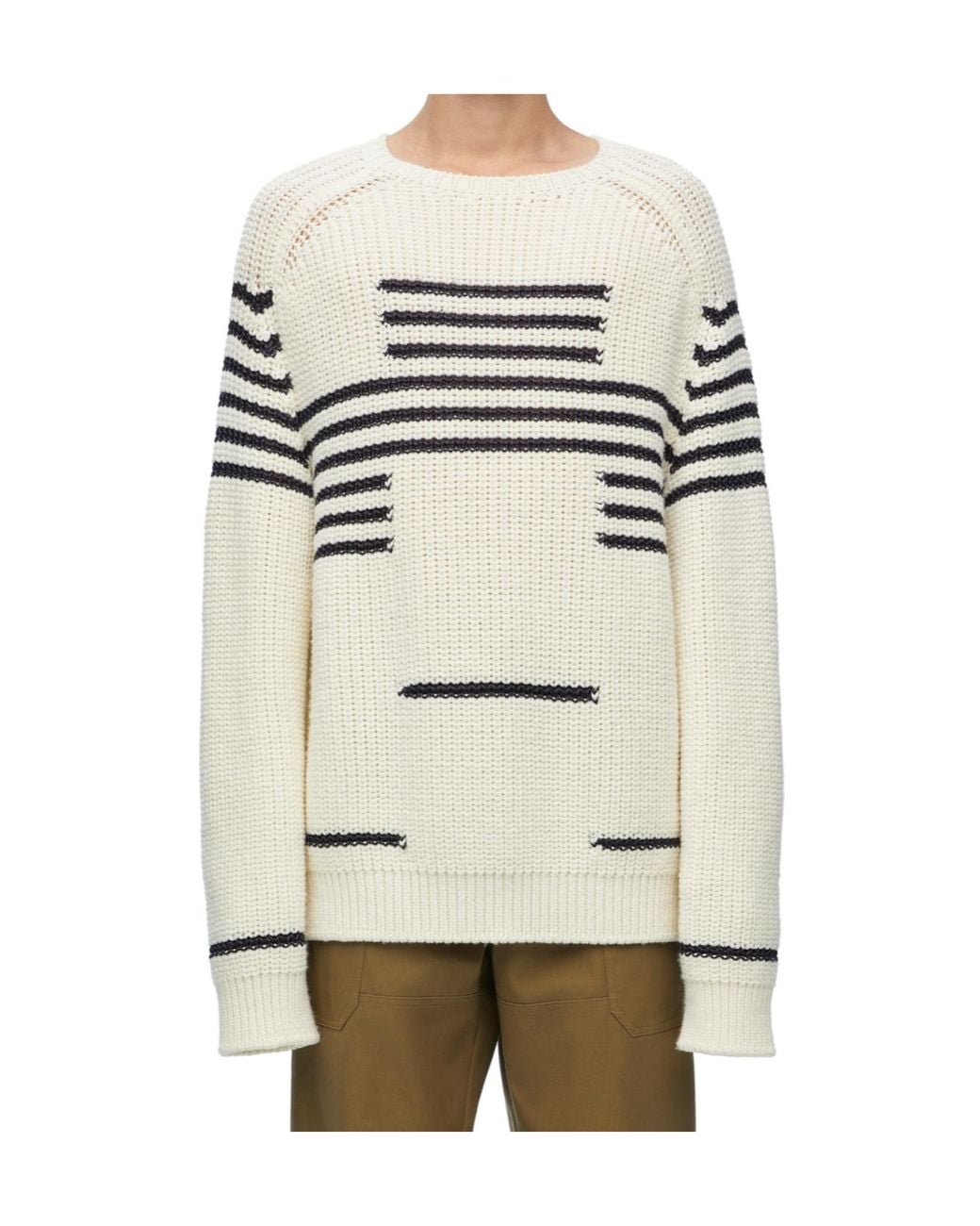 Loewe Natural Stripe Pattern Intarsia Crewneck Jumper for men