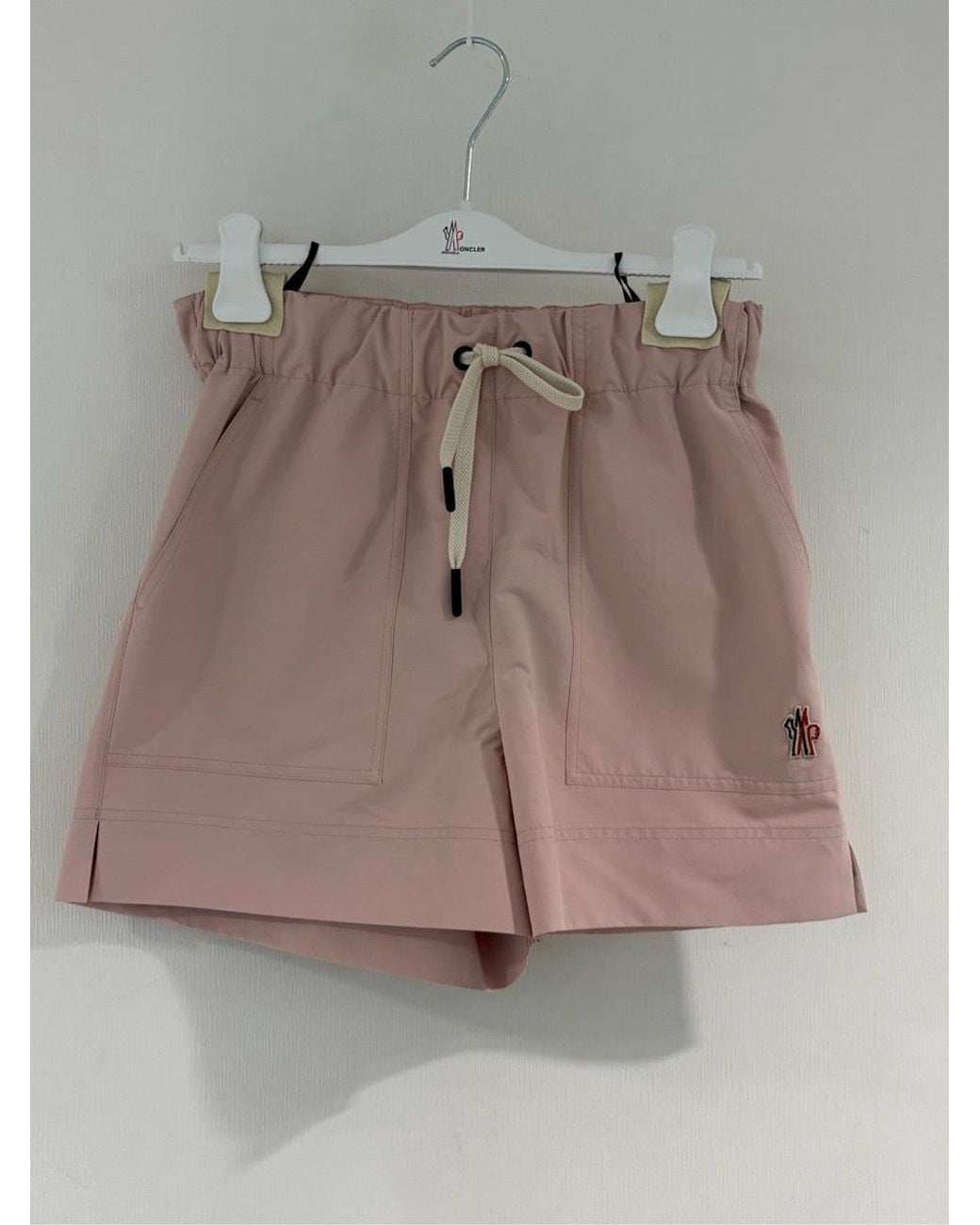 Moncler Pink Grenoble Logo Patch Drawstring Shorts