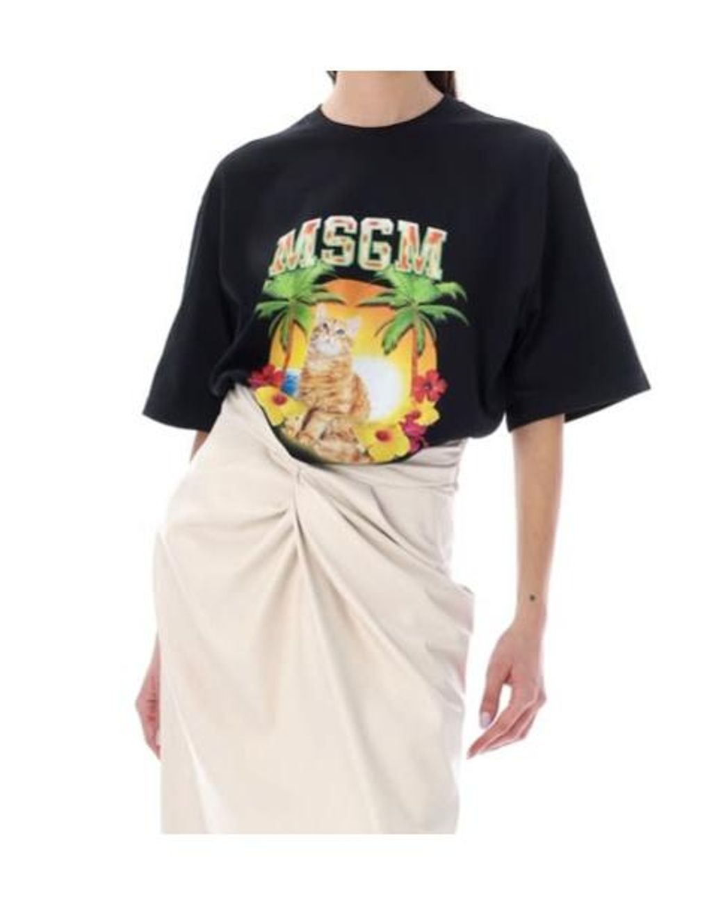 MSGM Black Logo Printed T-Shirt