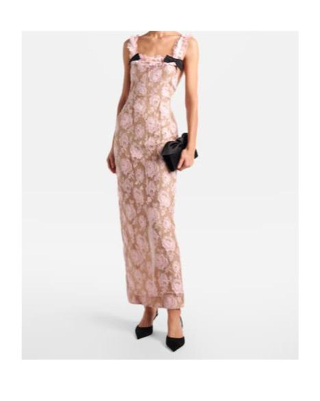 Alessandra Rich Pink Ruffled Cotton-Blend Lace Maxi Dress