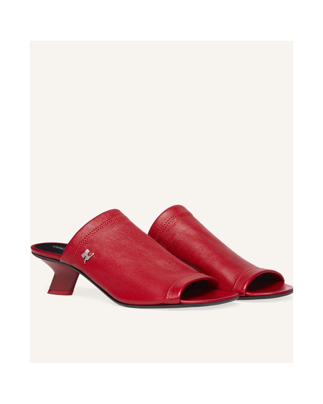 Courreges Red Leather Mules
